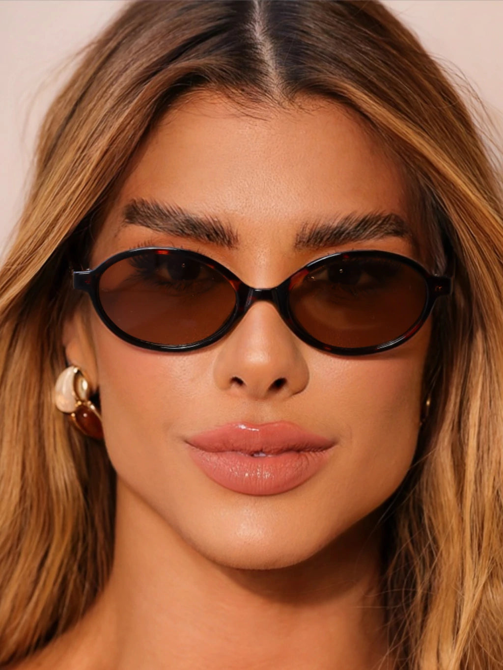 Óculos de Sol Oval Mimia - Marrom Camuflado - Acetato