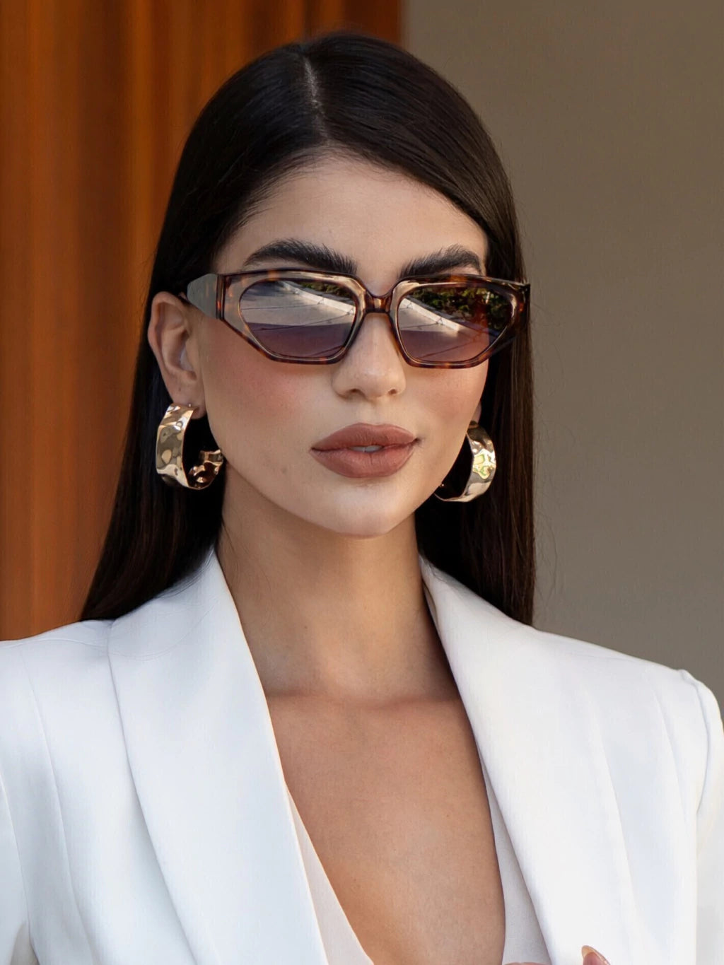 Óculos de Sol Gatinho Daiane - Marrom Degradê Camuflado - Acetato