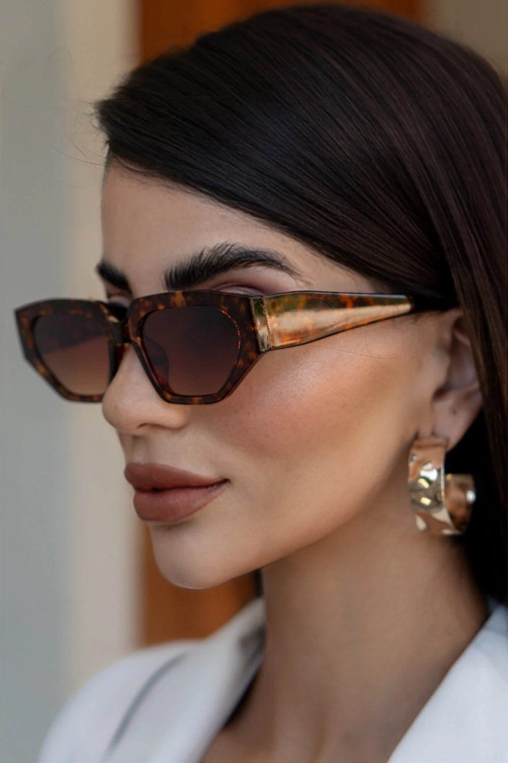 Óculos de Sol Gatinho Daiane - Marrom Degradê Camuflado - Acetato