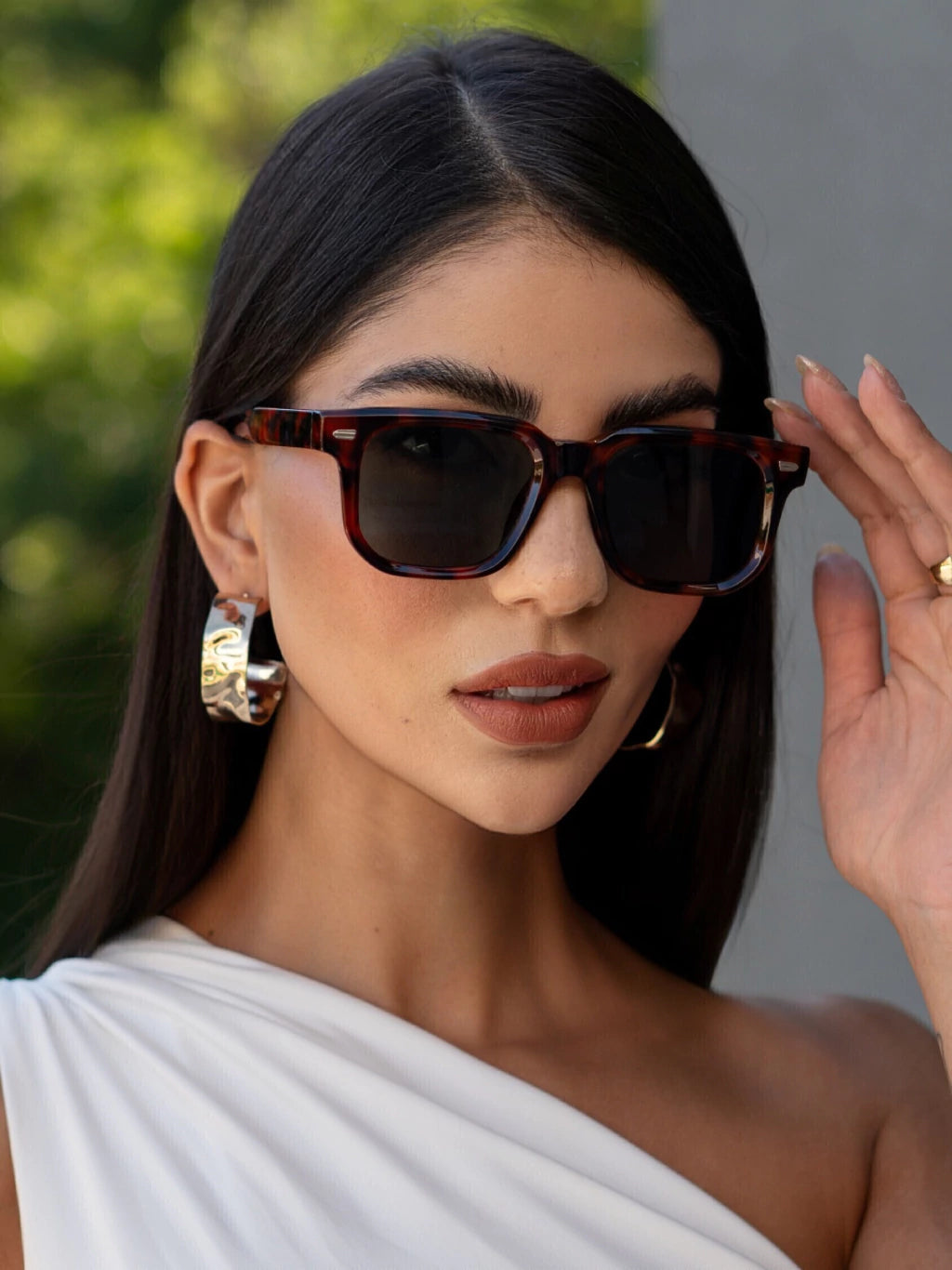 Óculos de Sol Premium Quadrado Chicago - Verde Camuflado - Acetato